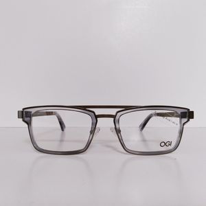 Mens OGI Rectangle Designer Eyeglasses Frames And Case 52-21-145 Gray Never Worn